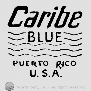 Caribe written above Blue written over waves shape above Puerto Rico written above U.S.A.