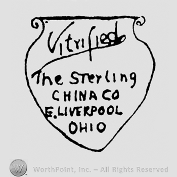 Vitrified written above The Sterling written above The China Co. written above E. Liverpool written above Ohio, all in pot shape frame
