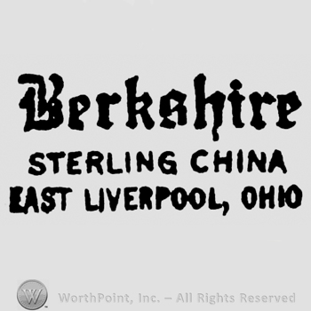 Berkshire written above Sterling China written above East Liverpool, Ohio