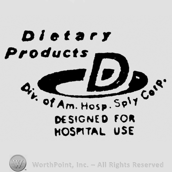 Dietary written above Products written above D letter in a plate shape above Div. Of Am. Hosp. Sply. Corp. written arched above Design For written above Hospital Use