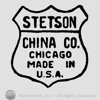 Stetson written above China Co. written above Chicago written above Made In written above U.S.A. all written on a shield shape frame