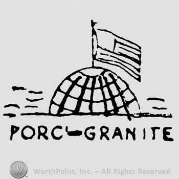 America Flag above half the globe, above Porc-Granite written