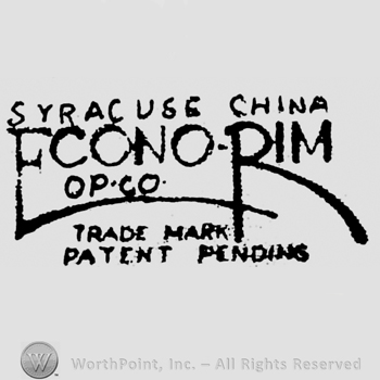 Syracuse China written above Econo-Pim written above Trade Mark written above Patent Pending