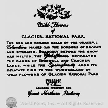 Wild flowers shapes above Wild Flowers written above Of written above Glacier National Park written above The Red And Golden Belle Of The Graceful written above Columbine Marks Clay The Borders Of Brooks written above [&hellip;] written above Syracuse written above China written above Designed Especially for written above Great Northson Railway hand written
