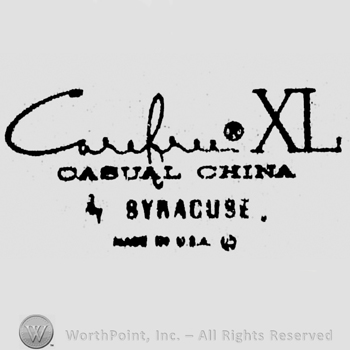 Carefree XL written above Casual China written above By Syracuse written above Made In U.S.A.