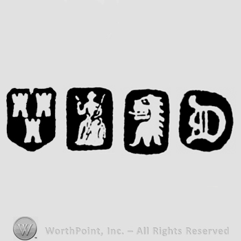 Three Castles and Britannia and Lion's Head Erased and date-letter D