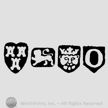 Three Castles and Lion Passant and Leopard's head crowned and date-letter O