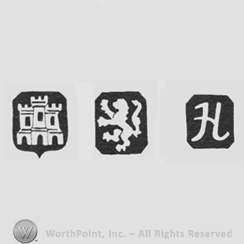 Castle and Lion Rampant and date-letter H