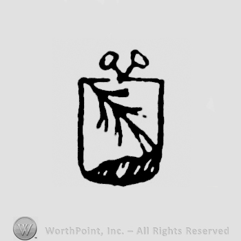 Shield with tree, two pins above