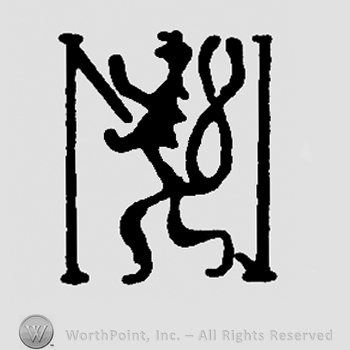 Double-tailed animal over capital N