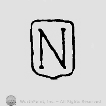 Uppercase N on a shield