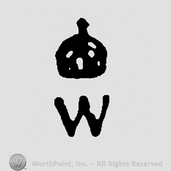 Uppercase W with crown above