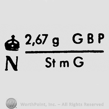 Crown over uppercase N, 2.67g GBP over St M G