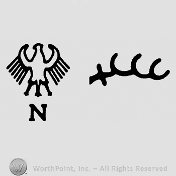 Eagle over uppercase N and antler