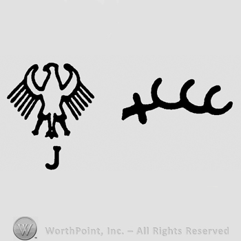 Eagle over uppercase J and antler