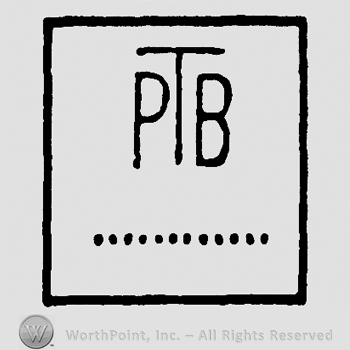 Uppercase PTB and dotted line inside a square