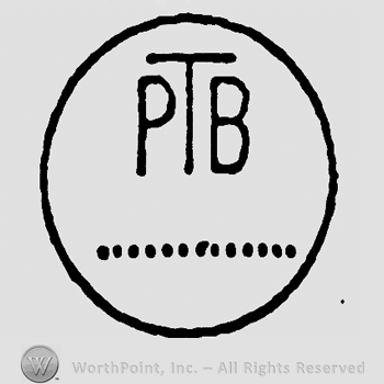 Uppercase PTB and a dotted line inside a circle