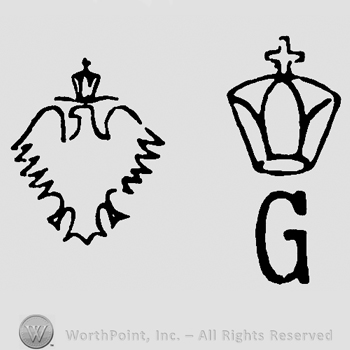 Eagle with crown, uppercase G and crown with cross above