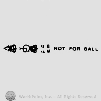 Capital V and crown, capital CP and crown, numbers 12 and 14, uppercase B and M and Not for ball written with uppercase letters