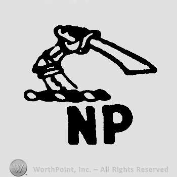 Hand with sword over uppercase NP
