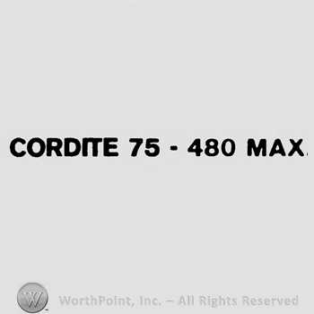 Cordite with uppercase letters, numbers 75-480 and Max with uppercase letters