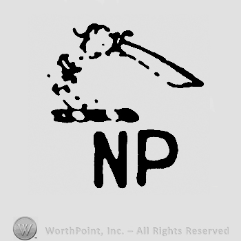 Hand with sword over uppercase NP