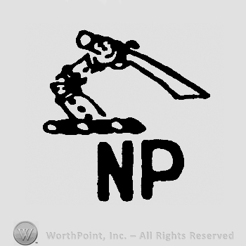 Hand with sword over uppercase NP