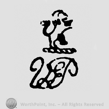 Pranced lion over uppercase handwritten VLP