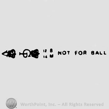 Crown over uppercase V, crown over uppercase CP, numbers 12 and 14, upercase BM, Not for ball written with uppercase letters