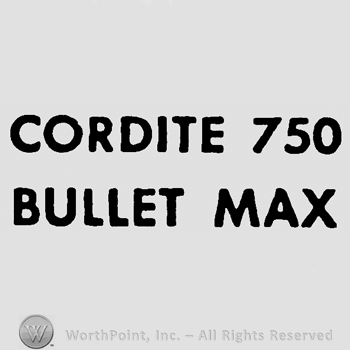 Cordite 750 Bullet Max written with uppercase letters