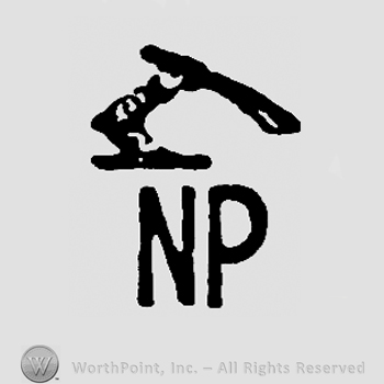 Hand with sword over uppercase NP