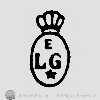 Uppercase LEG and star in an oval with crown on top