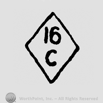 Number 16 and uppercase C in a diamond