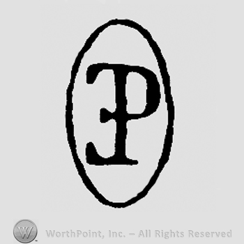 Mirrored uppercase E, uppercase P in an oval