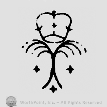 Palm branches, three small crosses, crown above