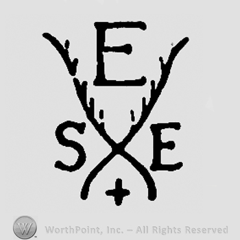 Crossed branches, uppercase SEE and a small cross