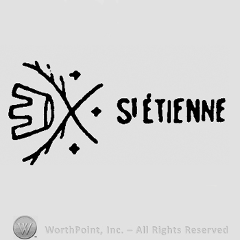 Crossed branches, crown, St. Etienne written with uppercase letters