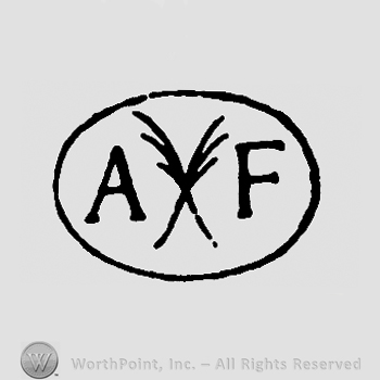 Uppercase AF inside an oval with crossed branches