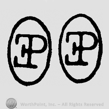 Mirrored uppercase E, uppercase P in an oval; appears twice