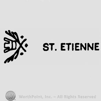 Crossed branches and crown, St. Etienne written with uppercase letters