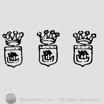 Three shields with boats and crown