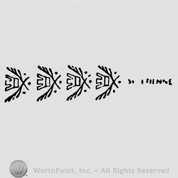 Crossed branches with crown appearing four times and St. Etienne written with uppercase letters