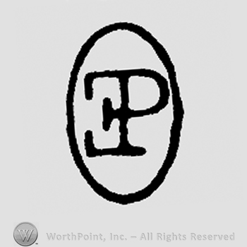 Mirrored uppercase E, uppercase P in an oval
