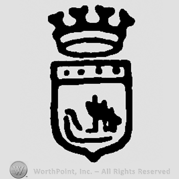 Shield with boat, crown above