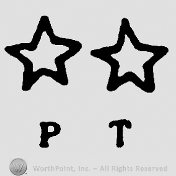 Two stars, uppercase P and T under each one of them