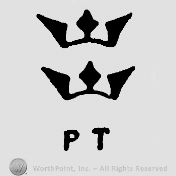 Two crowns over uppercase PT