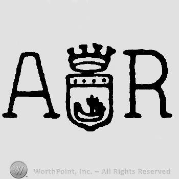 Uppercase AR, shield with boat and crown on top