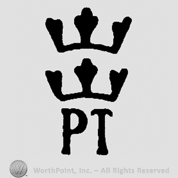 Two crowns over uppercase PT