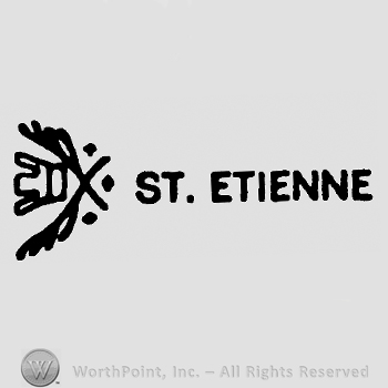 Crossed branches and crown, St. Etienne written with uppercase letters