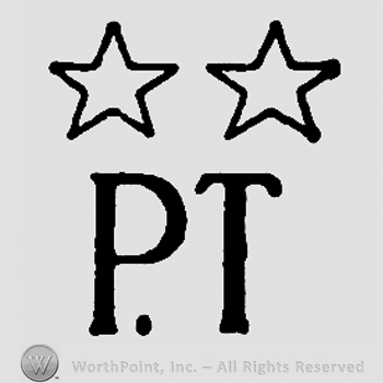Two stars over uppercase P.T.